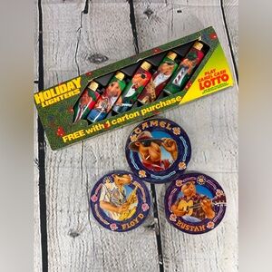 Camel lot vintage lighters and 3 coasters